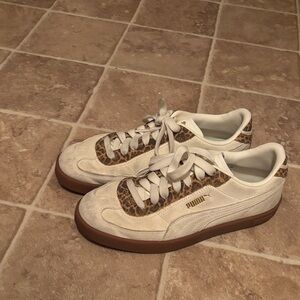 Puma White and Animal Print Sneakers